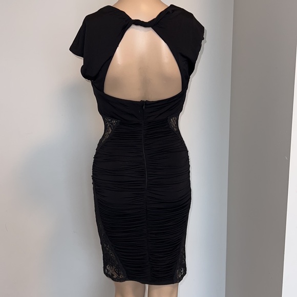 Bebe ruched Black Lace Sheath Dress size medium - Picture 5 of 7